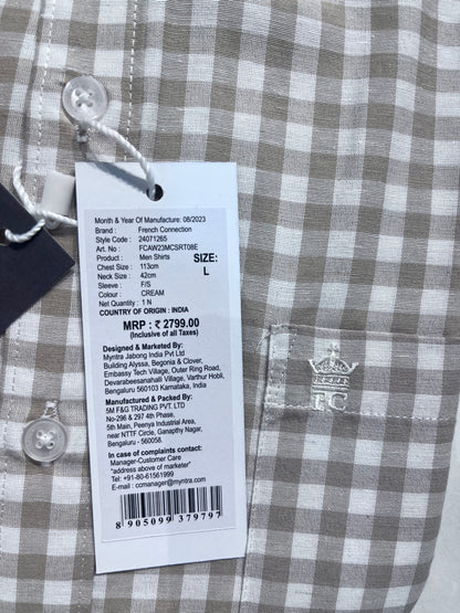 [FCUK] FULL SLEEVE CHECKERED SHIRT LARGE