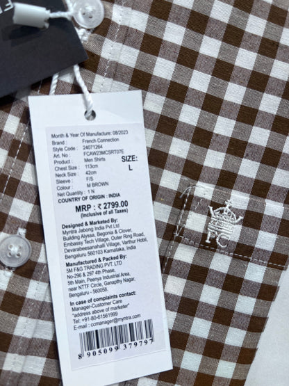 [FCUK] FULL SLEEVE CHECKERED SHIRT LARGE