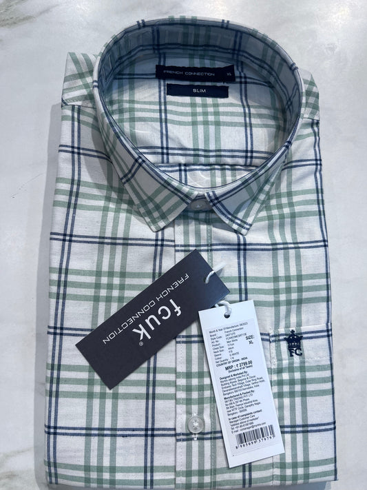 [FCUK] FULL SLEEVE CHECKERED SHIRT XL