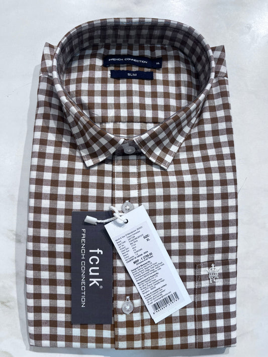 [FCUK] FULL SLEEVE CHECKERED SHIRT XL