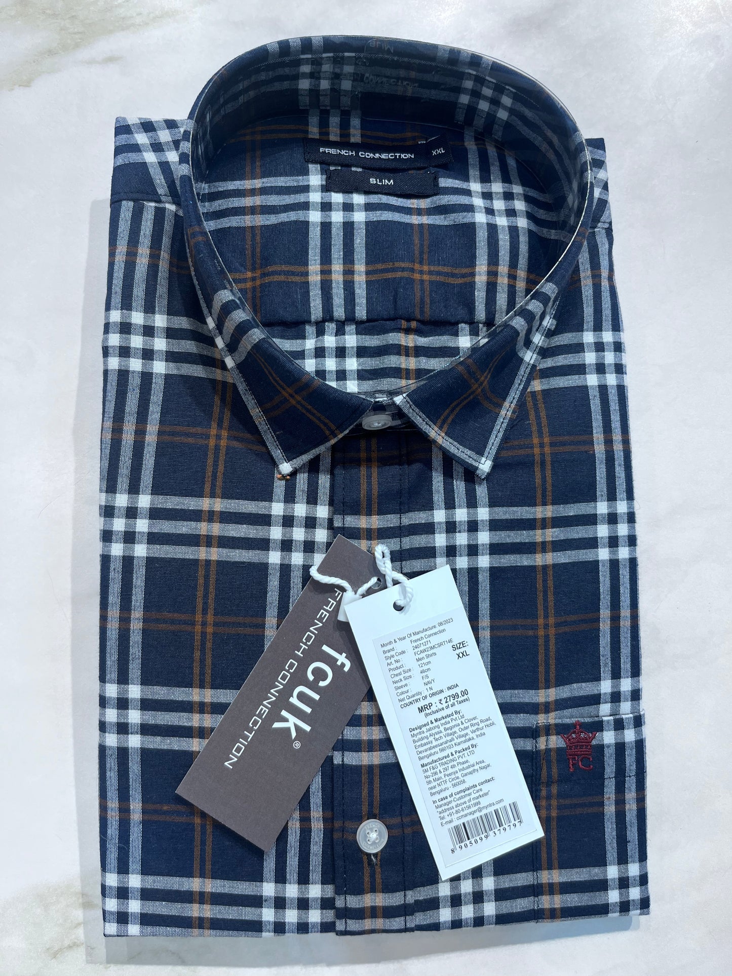 [FCUK] FULL SLEEVE CHECKERED SHIRT XXL