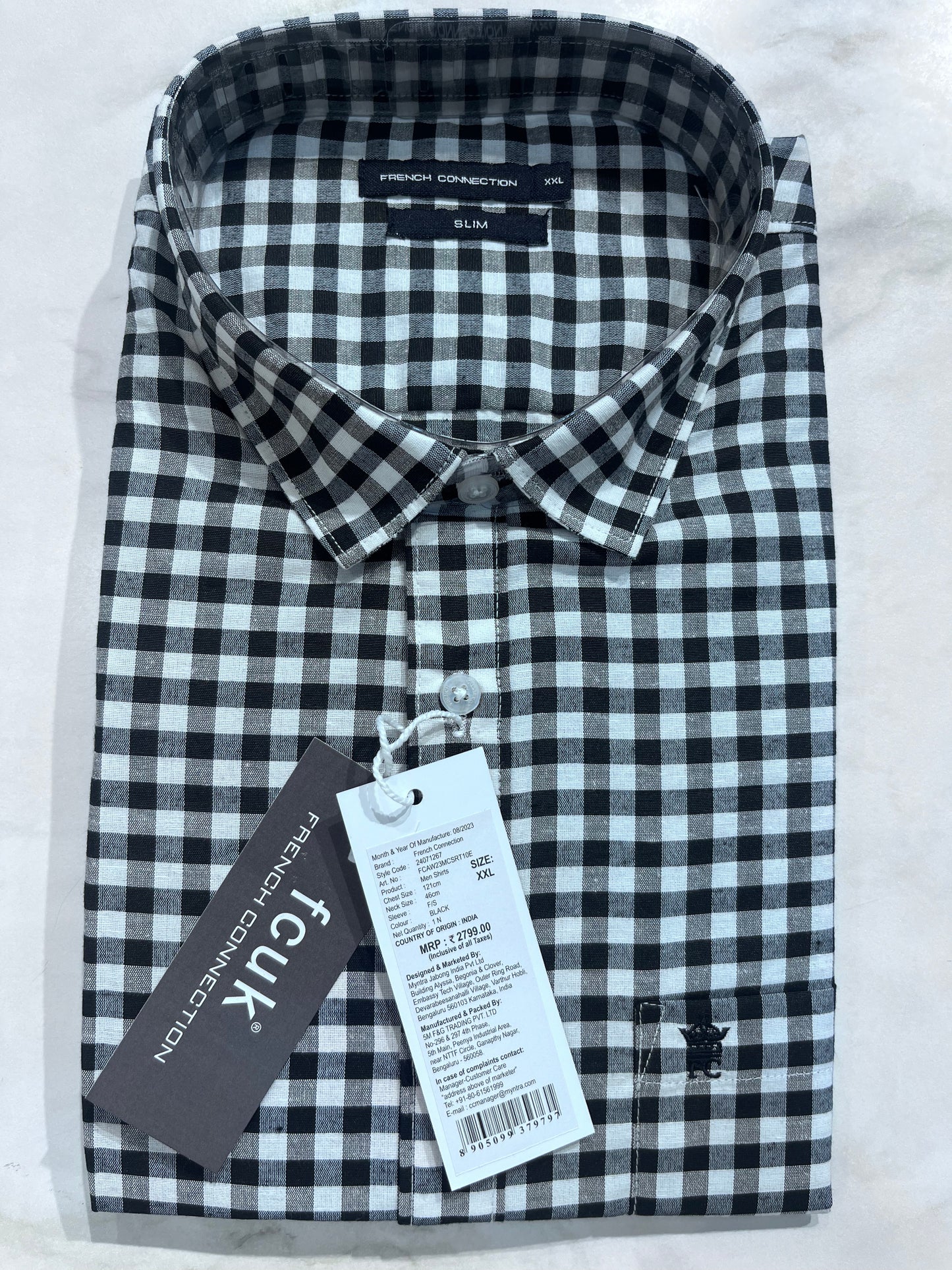 [FCUK] FULL SLEEVE CHECKERED SHIRT XXL