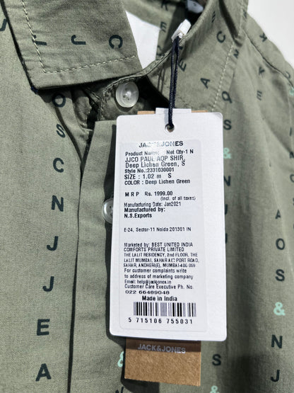 [JACK & JONES] HALF SLEEVE PRINTED SHIRT SMALL