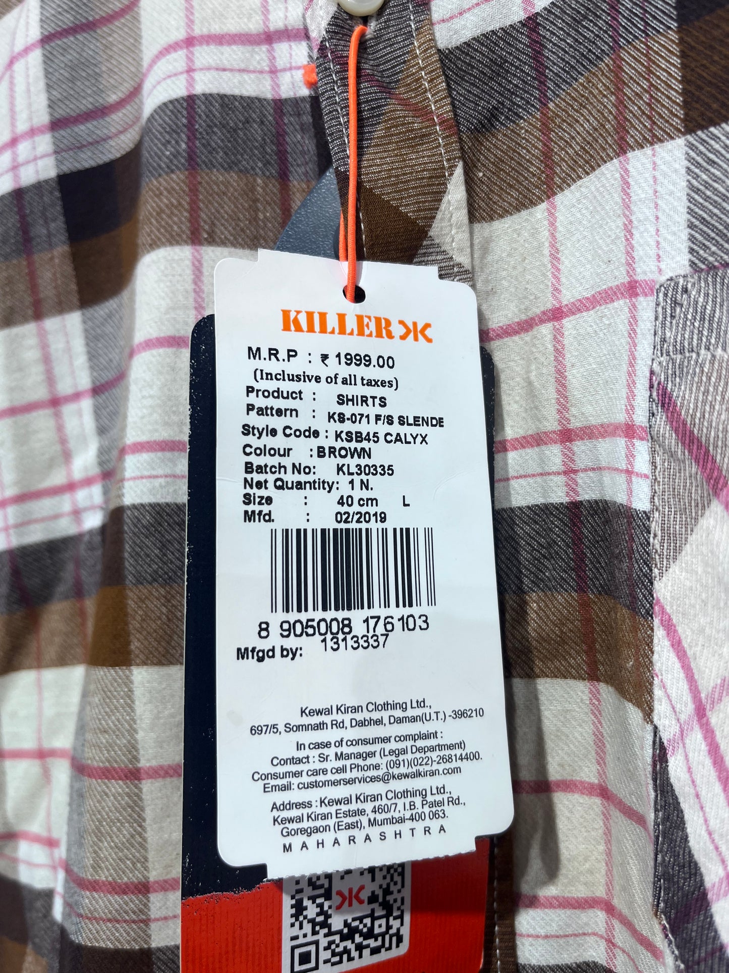 [KILLER] FULL SLEEVE CHECKERED SHIRT LARGE