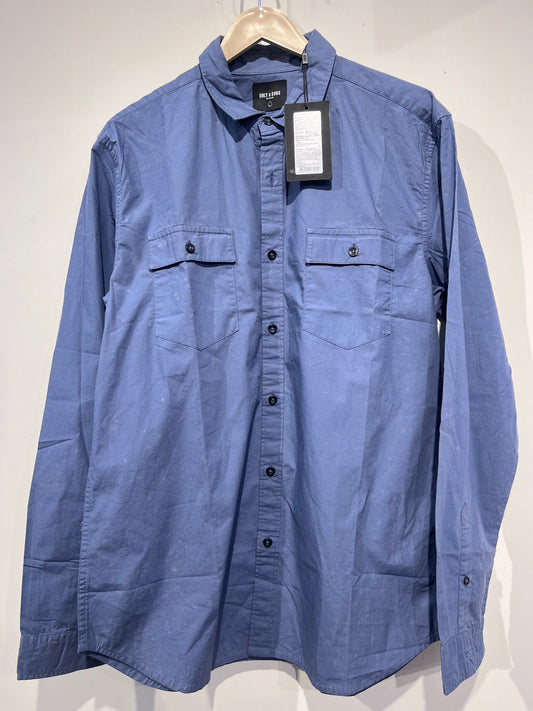 [ONLY & SONS] FULL SLEEVE PLAIN SHIRT LARGE